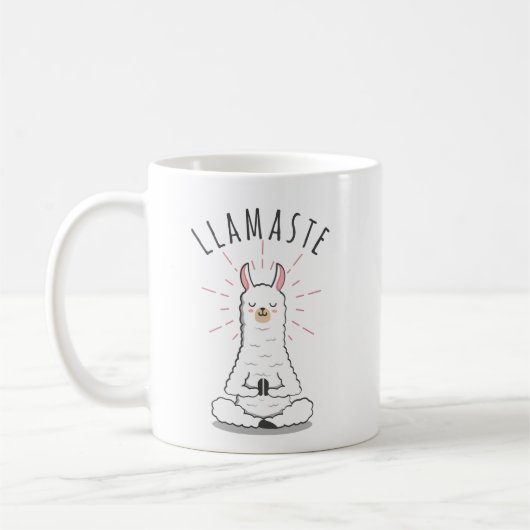 Llama yoga pose with llamaste koffiemok (Links)