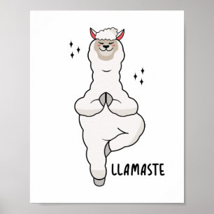 Llama Yoga Pose With Llamaste Poster