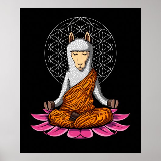 Llama Yoga Zen Alpaca Meditation Animal Poster (Voorkant)