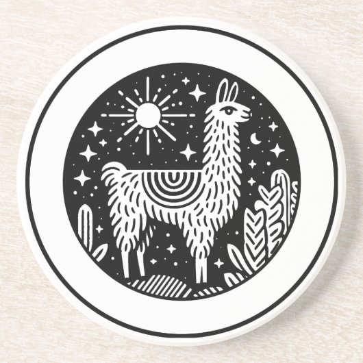 Llama Zandsteen Onderzetter (Voorkant)