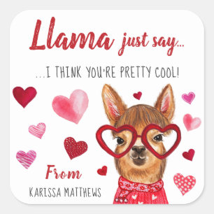 Llama Zeg gewoon   Aangepaste Valentijn stickers