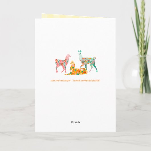 Llama Zeg gewoon Happy Birthday - Green Llama Card Kaart (Achterkant)
