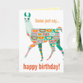 Llama Zeg gewoon Happy Birthday - Green Llama Card Kaart (Voorkant)
