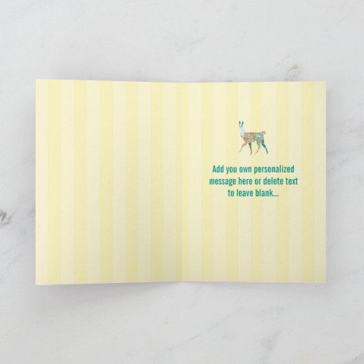 Llama Zeg gewoon Happy Birthday - Green Llama Card Kaart (Binnen)