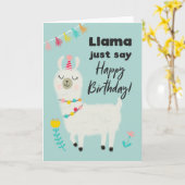 Llama Zeg gewoon Happy Birthday Kaart (Gele Bloem)