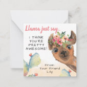 Llama zeg gewoon Kinder klaslokaalopmerking Notitiekaartje (Voorkant)