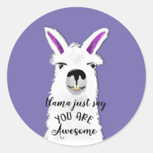 llama zegt alleen dat je geweldige vriendje kerami ronde sticker