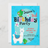 Llama zegt alleen maar Birthday Party uitnodiginge Kaart (Achterkant)