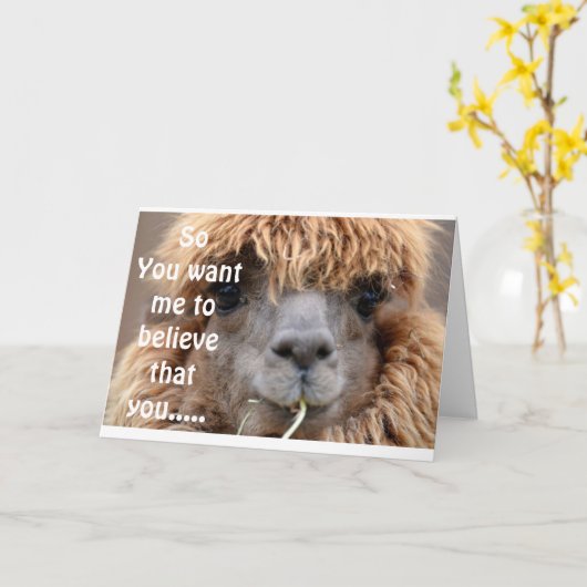 LLAMA ZEGT GEEN MANIER WAAROP U *55* BIRTHDAY HUMO KAART (Gele Bloem)