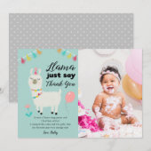 Llama zegt gewoon verjaardagsfeestfoto bedankkaart (Voorkant / Achterkant)