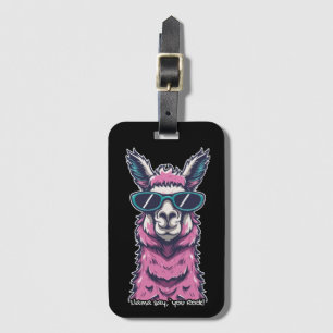 Llama zegt je Rock eigenzinnige pose in zonnebri Bagagelabel