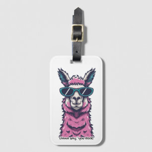 Llama zegt je Rock eigenzinnige pose in zonnebri Bagagelabel