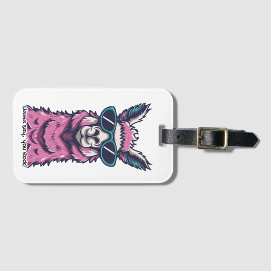 Llama zegt je Rock | eigenzinnige pose in zonnebri Bagagelabel (Voorkant (horizontaal))