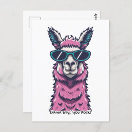 Llama zegt je Rock | eigenzinnige pose in zonnebri Briefkaart