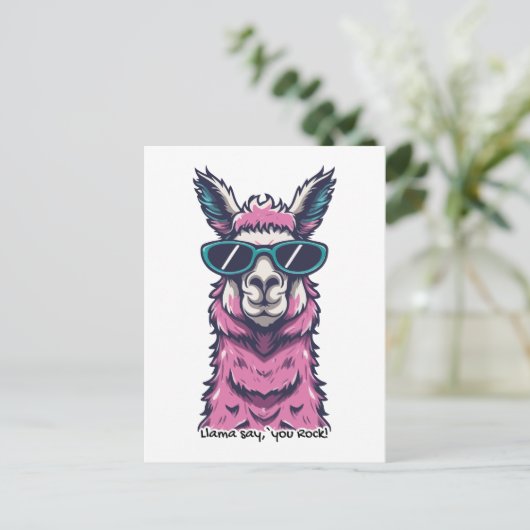 Llama zegt je Rock | eigenzinnige pose in zonnebri Briefkaart (Staand voorkant)