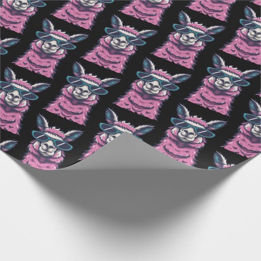 Llama zegt je Rock | eigenzinnige pose in zonnebri Cadeaupapier (Hoek)