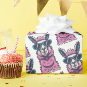 Llama zegt je Rock   eigenzinnige pose in zonnebri Cadeaupapier