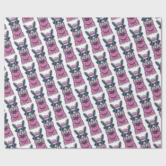 Llama zegt je Rock | eigenzinnige pose in zonnebri Cadeaupapier (Vlak)