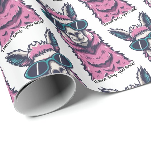 Llama zegt je Rock | eigenzinnige pose in zonnebri Cadeaupapier (Rol Hoek)