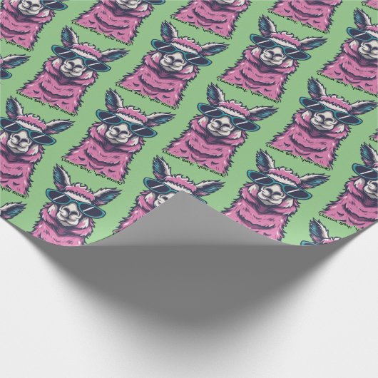 Llama zegt je Rock | eigenzinnige pose in zonnebri Cadeaupapier (Hoek)