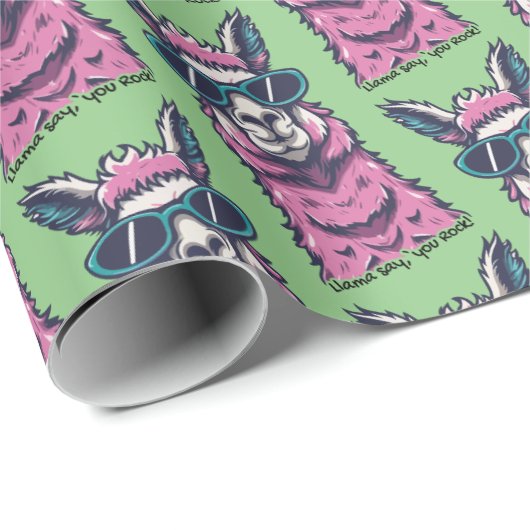 Llama zegt je Rock | eigenzinnige pose in zonnebri Cadeaupapier (Rol Hoek)