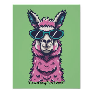 Llama zegt je Rock   eigenzinnige pose in zonnebri Perfect Poster