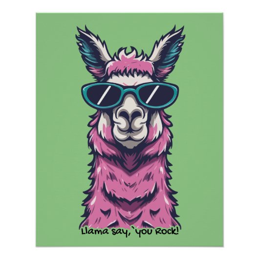 Llama zegt je Rock | eigenzinnige pose in zonnebri Perfect Poster (Voorkant)