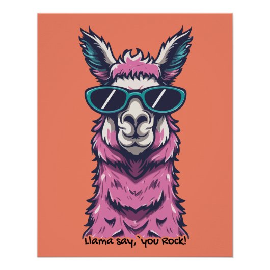 Llama zegt je Rock | eigenzinnige pose in zonnebri Perfect Poster (Voorkant)