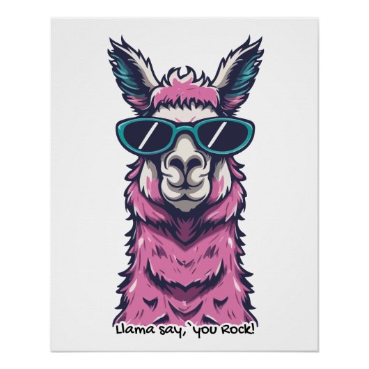 Llama zegt je Rock | eigenzinnige pose in zonnebri Perfect Poster (Voorkant)