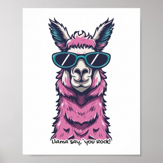 Llama zegt je Rock | eigenzinnige pose in zonnebri Poster (Voorkant)