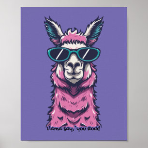 Llama zegt je Rock eigenzinnige pose in zonnebri Poster
