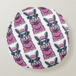 Llama zegt je Rock | eigenzinnige pose in zonnebri Rond Kussen