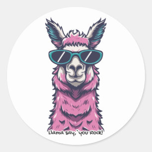Llama zegt je Rock eigenzinnige pose in zonnebri Ronde Sticker
