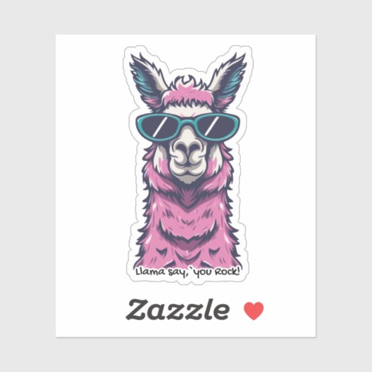 Llama zegt je Rock | eigenzinnige pose in zonnebri Sticker (Vel)
