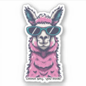 Llama zegt je Rock | eigenzinnige pose in zonnebri Sticker (Voorkant)
