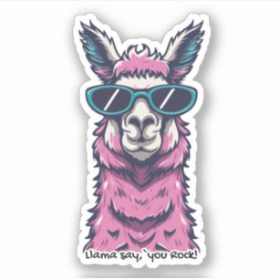 Llama zegt je Rock eigenzinnige pose in zonnebri Sticker