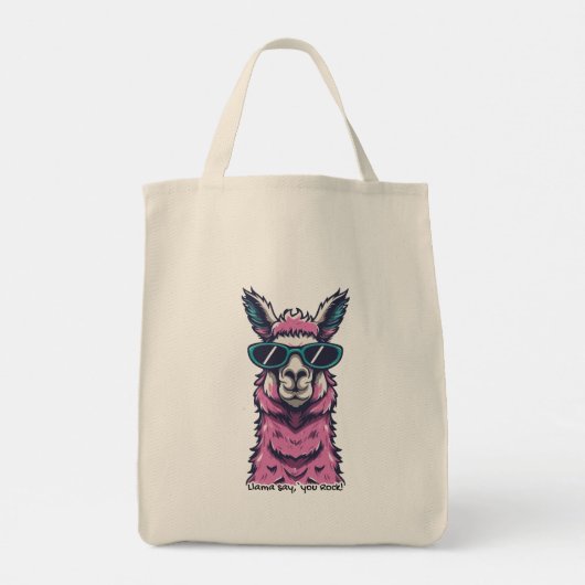 Llama zegt je Rock | eigenzinnige pose in zonnebri Tote Bag (Achterkant)