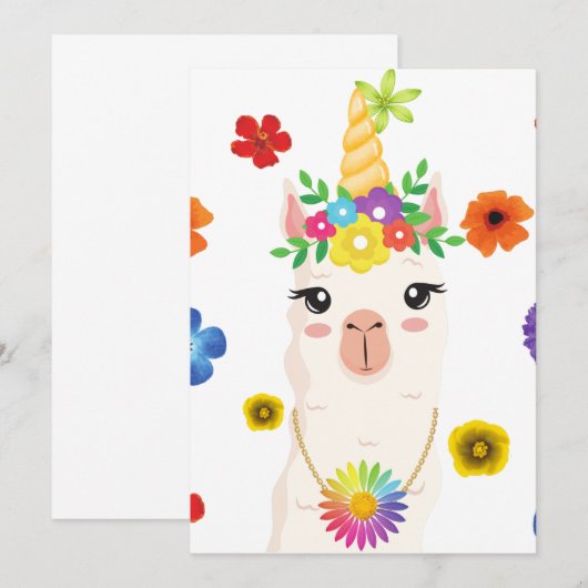 Llamacorn Blank Uitnodiging 5x 7 kaart (Voorkant / Achterkant)