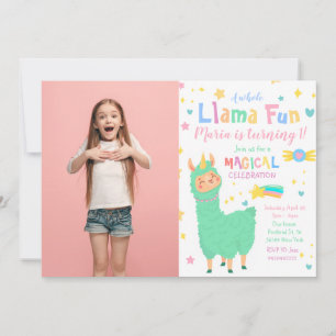 Llamacorn Foto Llama Birthday Invitation Kaart