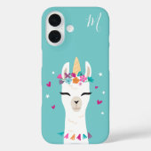 Llamacorn | Kawaii Cartoon Unicorn Llama Monogram Case-Mate iPhone Case (Achterkant)