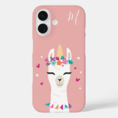 Llamacorn | Kawaii Cartoon Unicorn Llama Monogram Case-Mate iPhone Case (Achterkant)