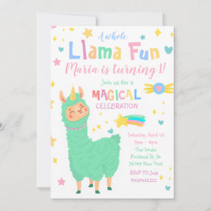 Llamacorn Magical Llama Birthday Invitation Kaart