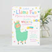 Llamacorn Magical Llama Birthday Invitation Kaart (Staand voorkant)