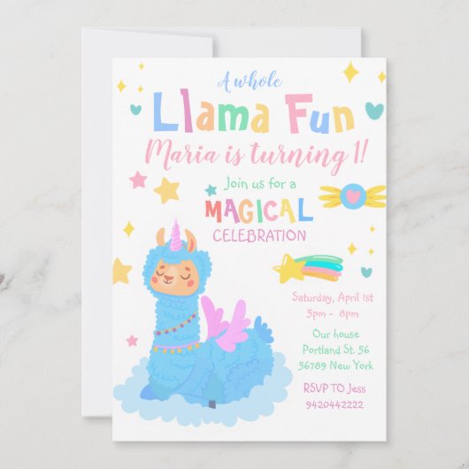 Llamacorn Magisch feest Llama leuk Verjaardag Kaart (Voorkant)