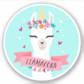 Llamacorn Schattige Kawaii Eenhoorn Llama Sticker (Voorkant)