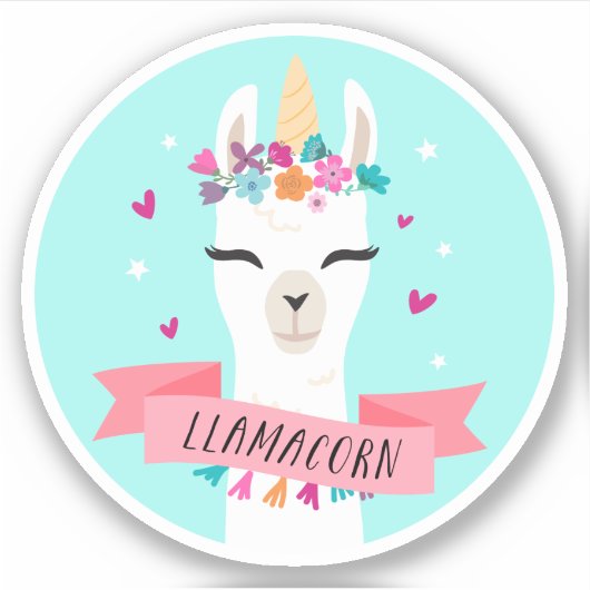 Llamacorn Schattige Kawaii Eenhoorn Llama Sticker (Voorkant)