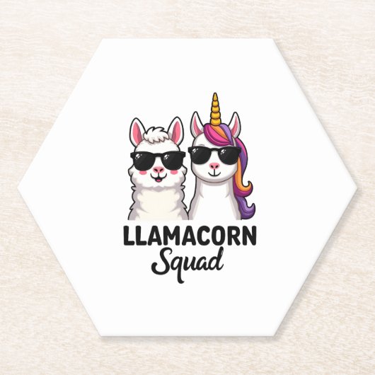 Llamacorn Squad Funny Unicorn Llama Squad Christma Kartonnen Onderzetters (Voorkant)
