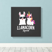 Llamacorn-squad Funny Unicorn Llama-squad Kerstmis Canvas Afdruk (Insitu (Houten vloer))