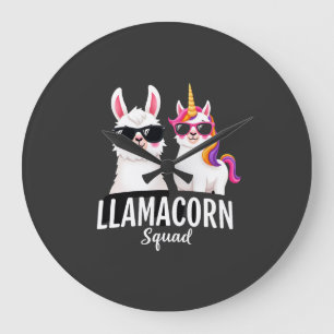 Llamacorn-squad Funny Unicorn Llama-squad Kerstmis Grote Klok