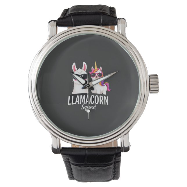 Llamacorn-squad Funny Unicorn Llama-squad Kerstmis Horloge (Voorkant)